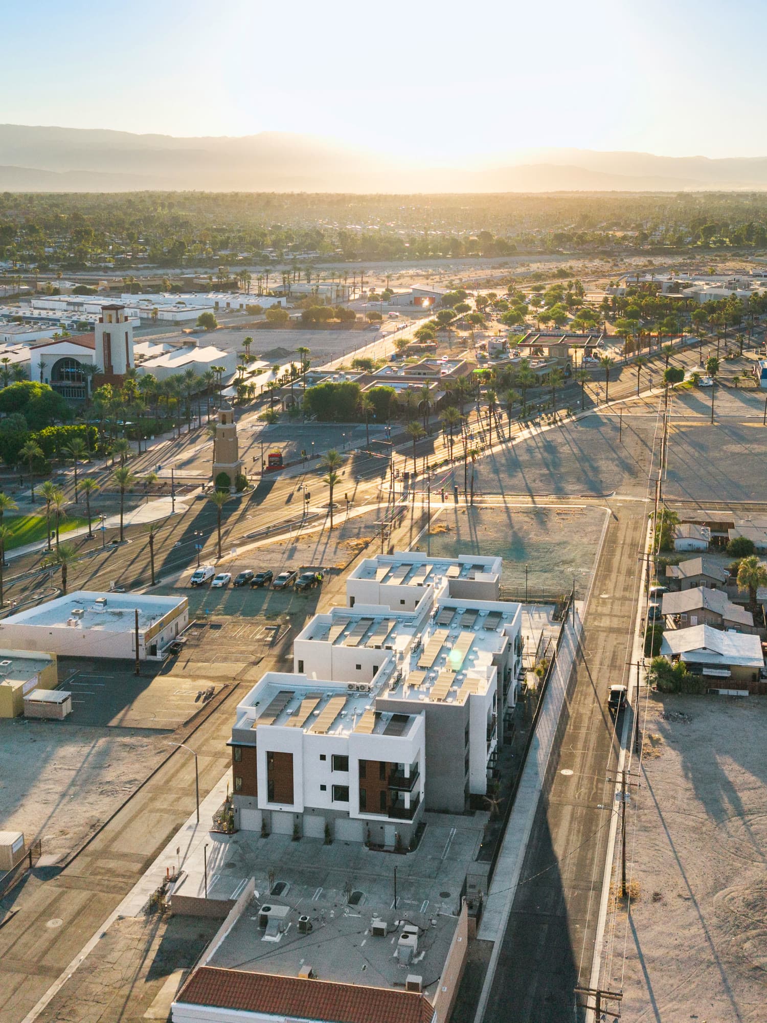 The Jasper at sunset, at the center of Downtown Cathedral City